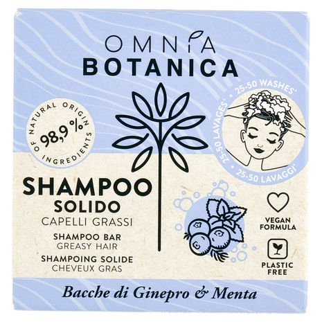 Omnia Botanica Shampoo Solido Capelli Grassi Bacche di Ginepro & Menta 50 g